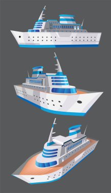 Set, seyahat ve turizm reklamları, kitaplar, seyahat turizmi broşürleri için iyi 3D modelli büyük gemi koleksiyonu. İzole edilmiş