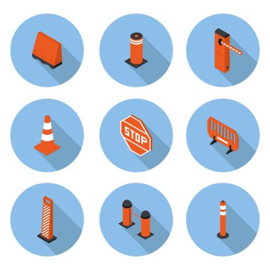 düz simgeler yol ekipmanları
