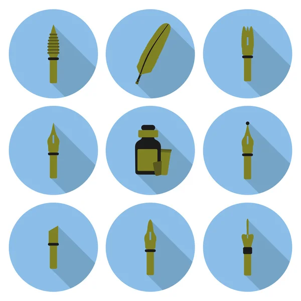 Conjunto de iconos planos para caligrafía — Vector de stock