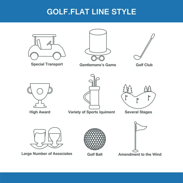ゴルフ平らな回線様式 — ストックベクタ