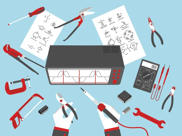 Platte elektronische reparaties — Stockvector