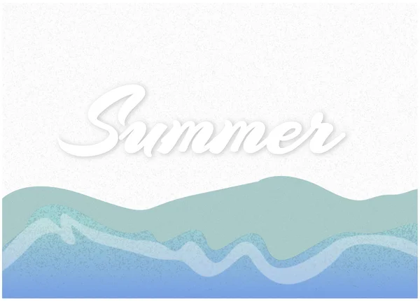 Αμμώδη παραλία με το καλοκαίρι επιγραφή — Διανυσματικό Αρχείο