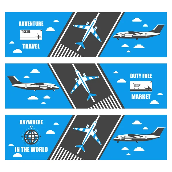 Flat banners airport — Stock Vector