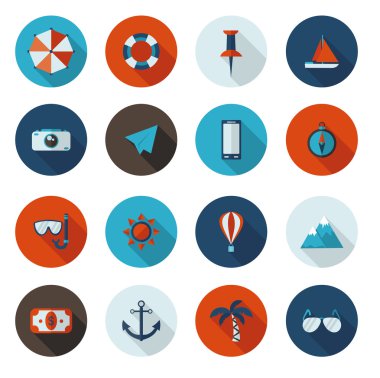 seyahat düz simgeler