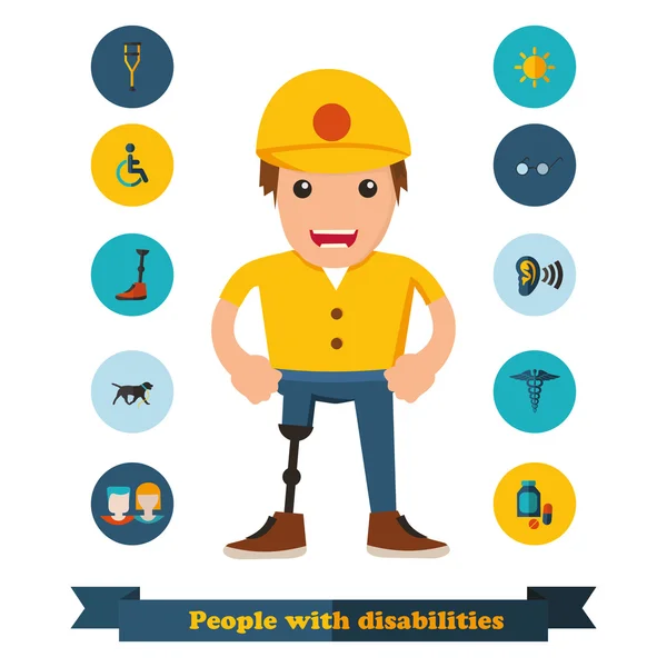 Flat icons people with disabilities — Stock Vector