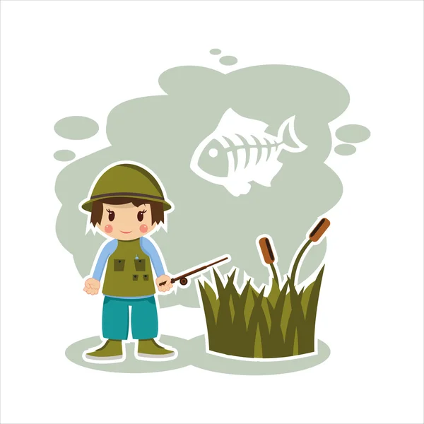 Boy fisherman in vector format — Stock Vector