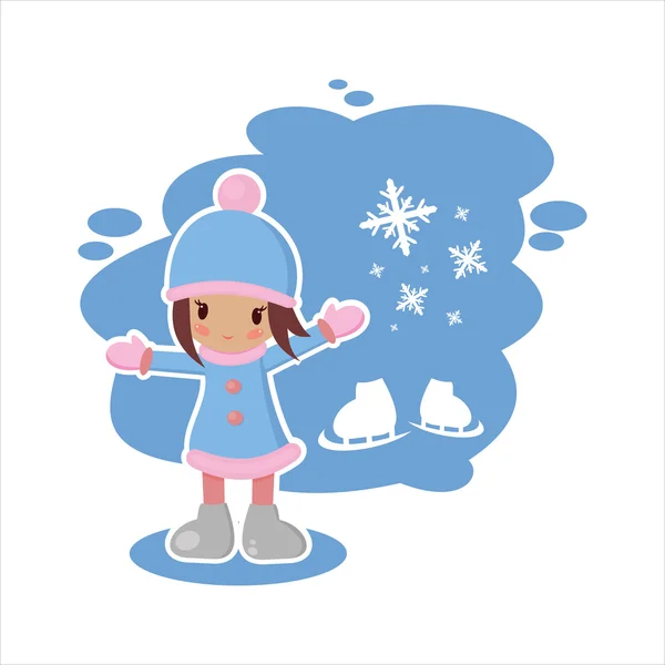 Flat girl from the winter set in vector format — Stock Vector