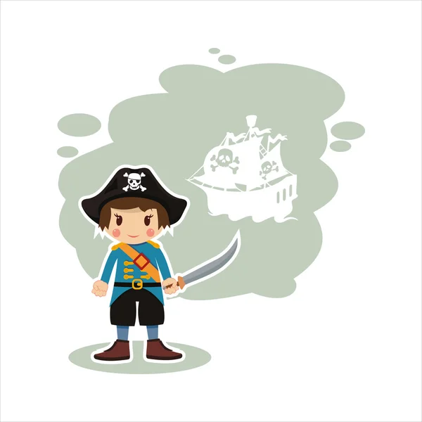 Pojke sjöman, en pirat — Stock vektor