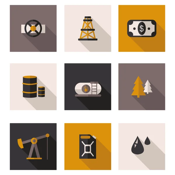 Iconos planos de aceite en formato vectorial . — Vector de stock