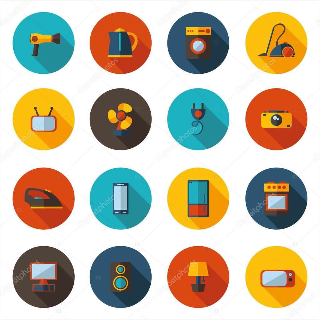 set of flat icons for household appliances