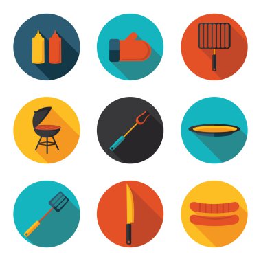 düz simgeler ve ızgara