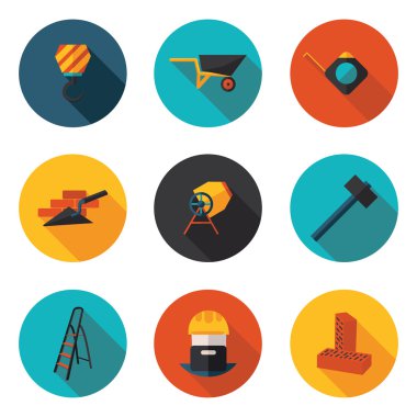 düz simgeler inşaat duvarlar