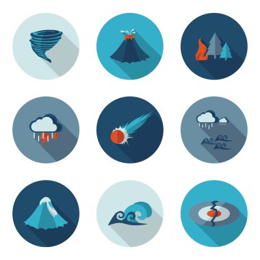 flat icons natural disasters clipart