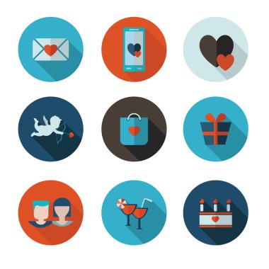 Saint Valentine düz simgeler 