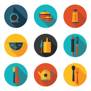 mutfak aletleri düz simgeler
