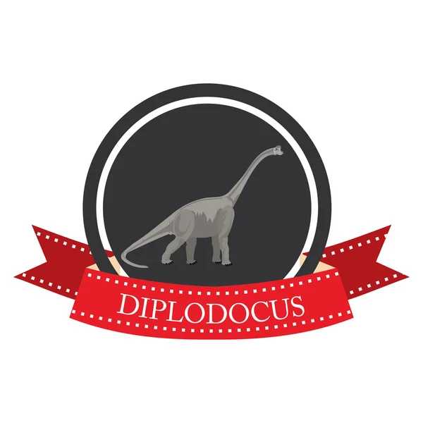 Platte pictogram dinosaur Diplodocus — Stockvector