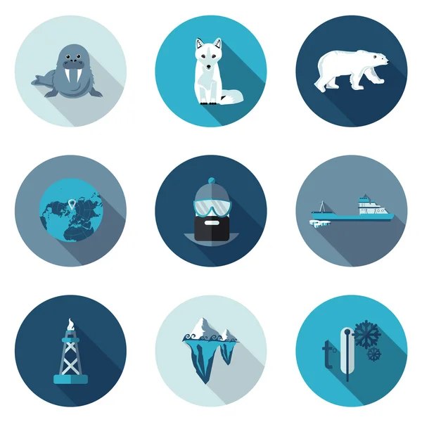 Iconos planos Ártico — Vector de stock