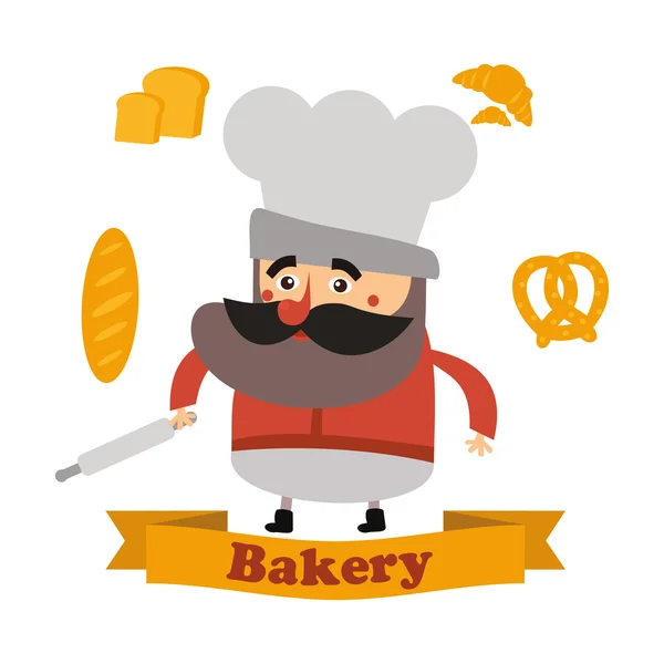 Baker y pastel en formato vectorial — Vector de stock