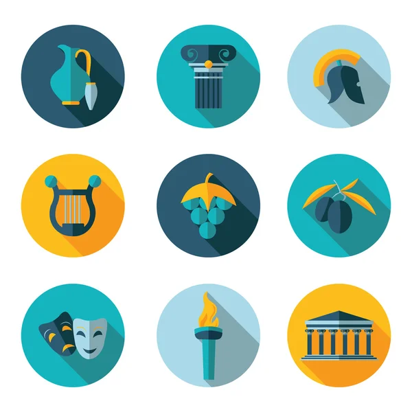 Flat icons Grecia — Archivo Imágenes Vectoriales