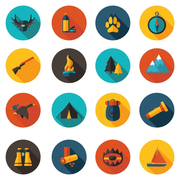 Iconos de caza plana en formato vectorial — Vector de stock