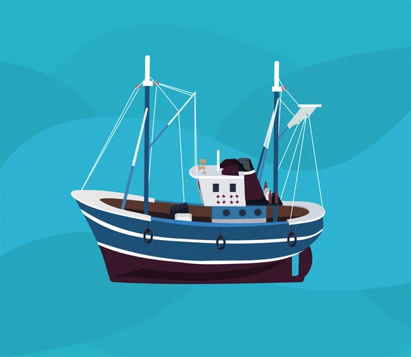 Denizde balıkçı teknesi — Stok Vektör