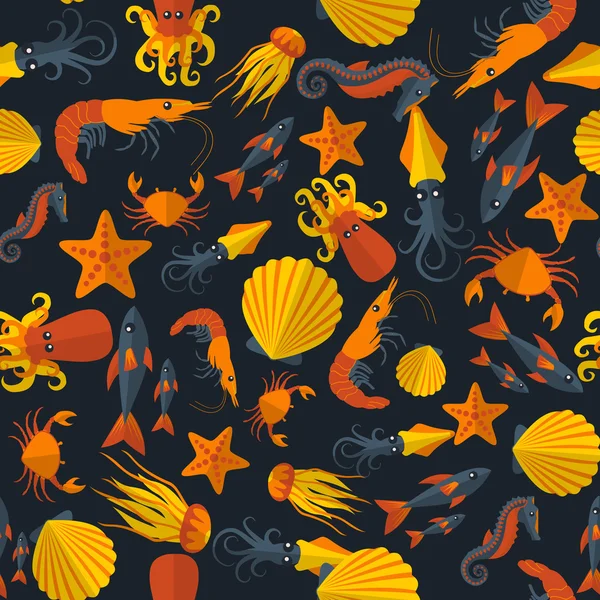 Dark seafood seamless pattern — Stock Vector