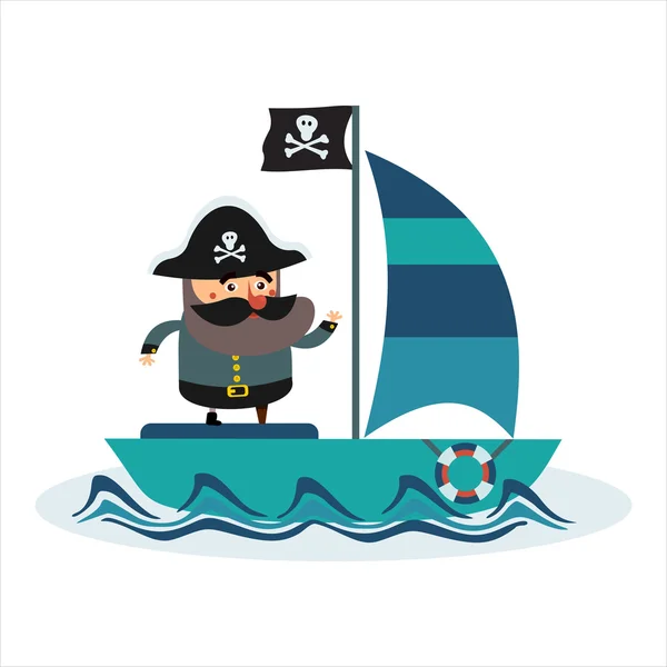 Best flat pirate ship — Stock Vector