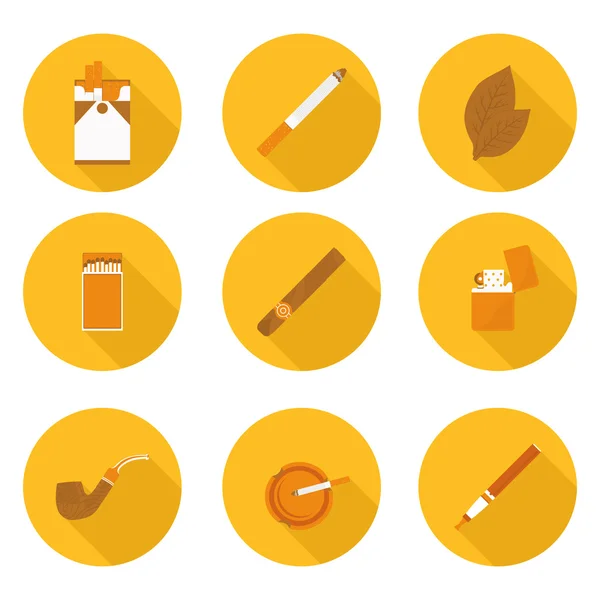 Iconos planos Accesorios para fumadores — Vector de stock