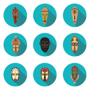 Afrika maskeleri düz simgeleri