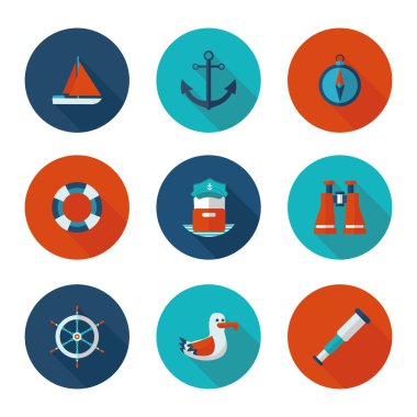 flat icons yacht club clipart