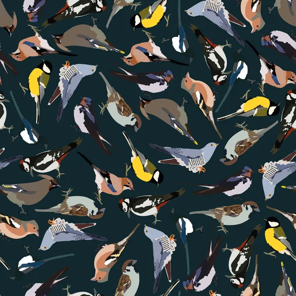 Dark seamless pattern birds — Stock Vector