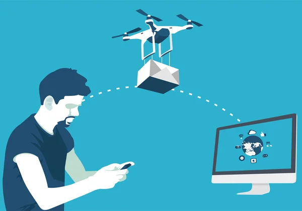 Entrega de encomendas por drone —  Vetores de Stock