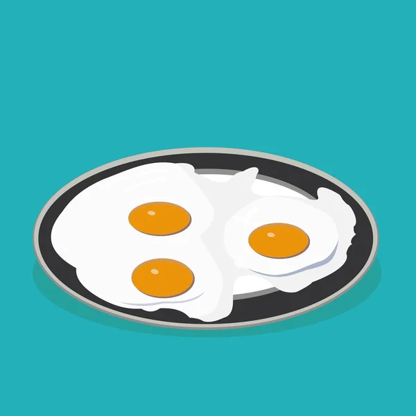 Жареные яйца на тарелке — стоковый вектор