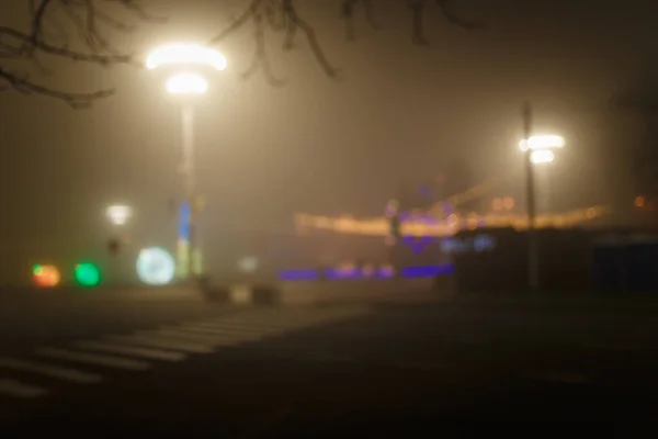 Ofokuserad Nattfotografering Julgransljus Bokeh Staden Gott Nytt God Jul Vinter — Stockfoto