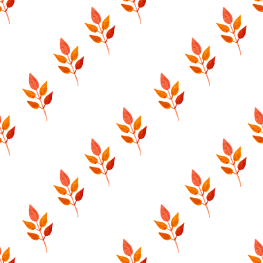 Turuncu sonbahar yapraklarının kusursuz deseni, elle çizilmiş suluboya elementleri, beyaz arka planda izole edilmiş.