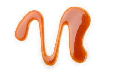 Beyaz arka planda izole edilmiş tatlı karamelli. Üst görünüm.