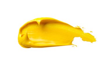 Sarı boya lekesi beyaz arkaplanda izole edilmiş..