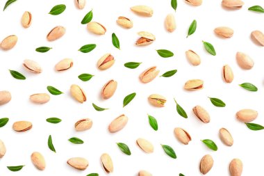 Beyaz fındık desenleri izole edilmiş. Üst görünüm.