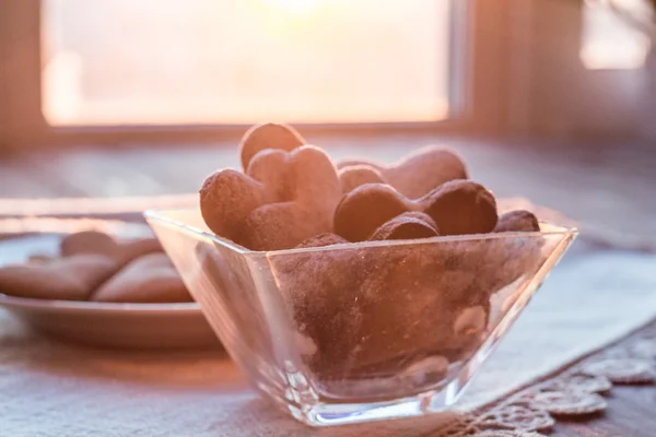 Cam vazo içinde Kuru bisküvi 