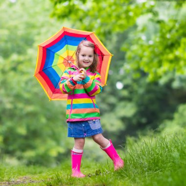 Yağmur altında oynayan çocuk
