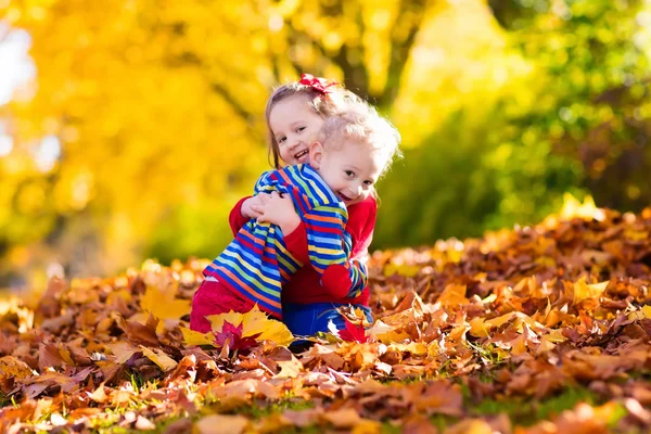 Kinderen spelen in de herfst park — Stockfoto