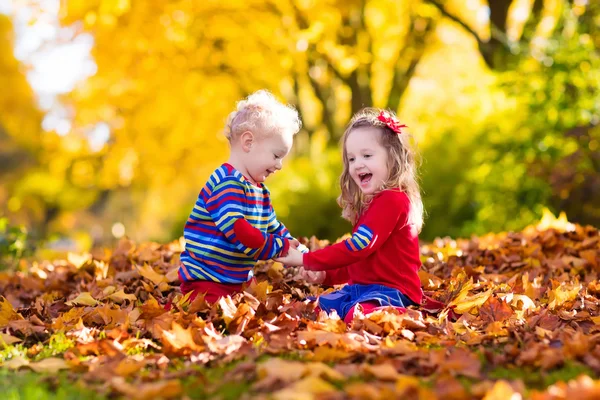 Kinderen spelen in de herfst park — Stockfoto