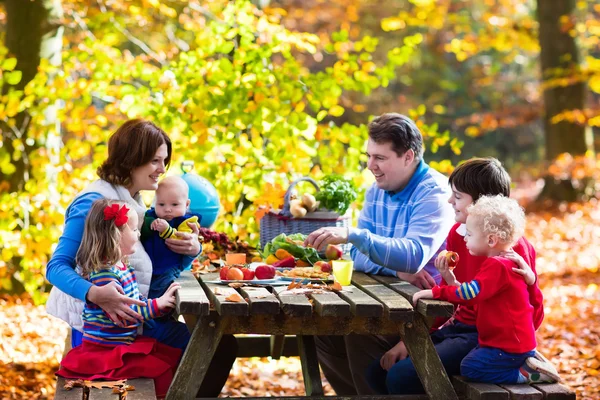 Famiglia che fa picnic in autunno — Foto Stock