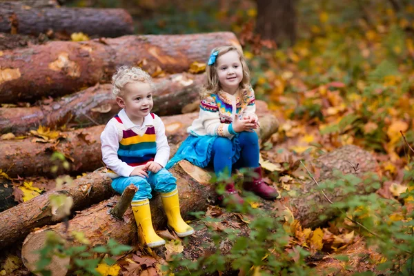 Őszi parkban játszó gyerekeket — Stock Fotó