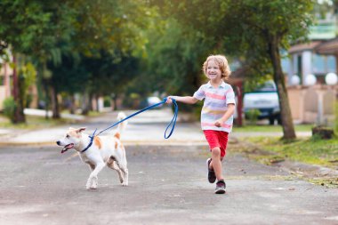 Çocuk gezdiren köpek. Çocuk köpek yavrusuyla oynuyor. Küçük çocuk evcil hayvanıyla koşuyor. Mahallenin varoşlarında çocuklar oynuyor. Hayvan arkadaşlar. Arkadaşlık ve aşk.