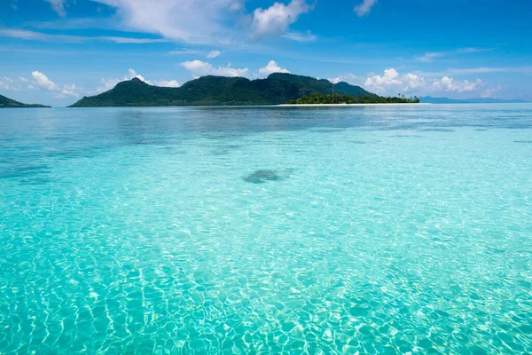 ヤシのヤシの熱帯の島 ビーチと海の楽しみ 美しい海岸線の景色 海の休日 夏の楽園 アジアへの旅行 澄んだ水と白い砂 夢の休暇先 — ストック写真