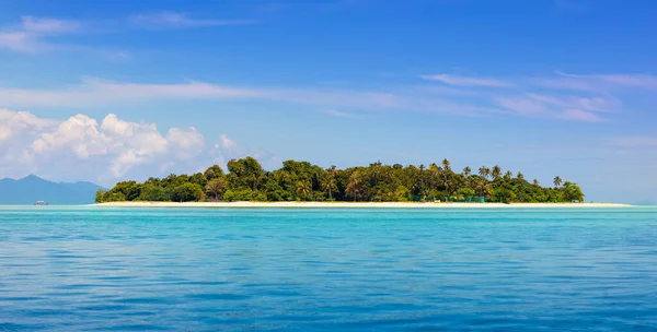 Tropický Ostrov Kokosovou Palmou Pláž Moře Scénický Pohled Krásné Pobřeží — Stock fotografie