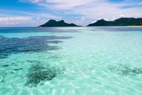 Tropický Ostrov Kokosovou Palmou Pláž Moře Scénický Pohled Krásné Pobřeží — Stock fotografie