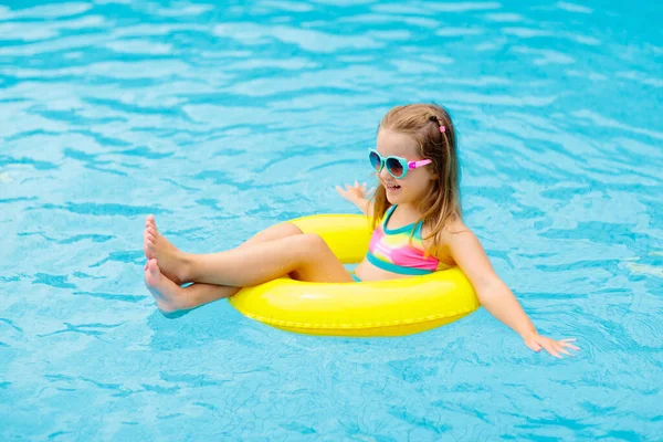 Child Swimming Pool Floating Toy Ring Kids Swim Colorful Yellow Stock Image
