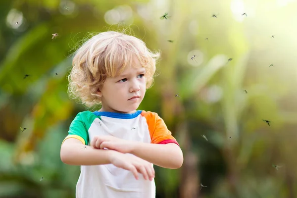 Mug Huid Van Kinderen Kleine Jongen Aangevallen Door Muggen Tropisch — Stockfoto